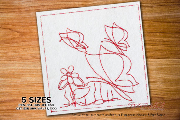 Review: Butterfly Flying on Flower Redwork