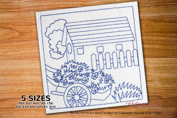 Review: Wooden Cart with Flower Redwork for Apparel