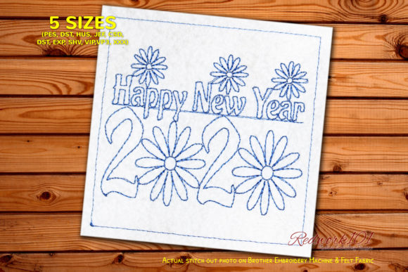 Reviewing Flower Design New Year 2020 Redwork